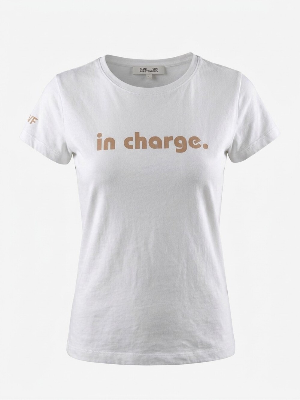 Diane von Furstenberg White Tan In Charge T-Shirt - L